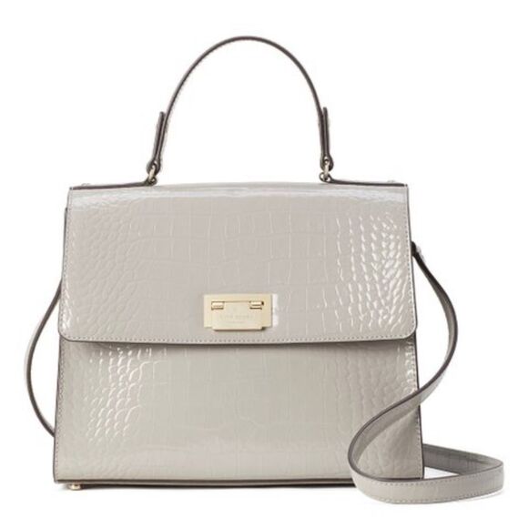 kate spade Handbags - NEW Soft Taupe Croc-Embossed Doris Leather Satchel